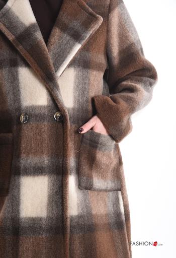 Tartan-Muster mit kragen Mantel aus Wollmischung mit Knöpfen mit Futter mit Taschen - ph 4