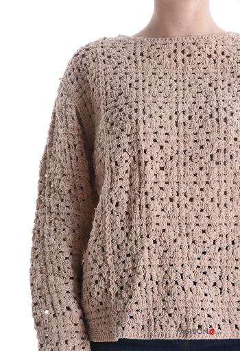 Camisola croché manga comprida gola redonda Padrão bordado - ph 4