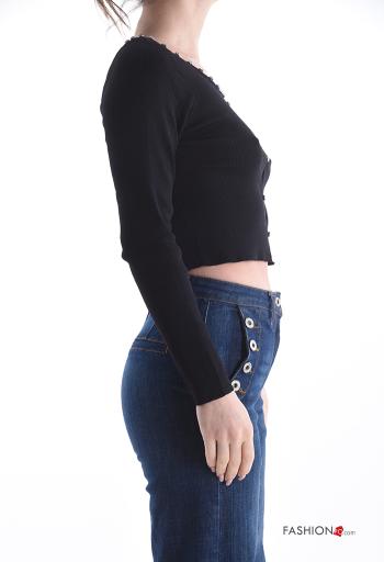 long sleeve crew neck mini Sweater with rhinestones - ph 3