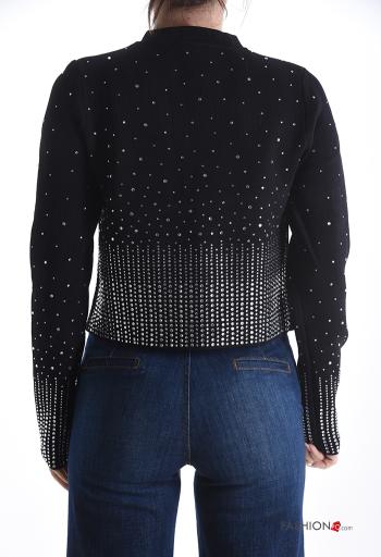 Chaqueta de punto manga larga cuello redondo con botones con brillantes - ph 2