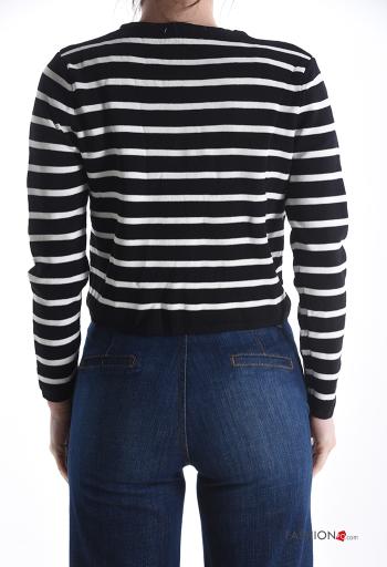 Chaqueta de punto manga larga cuello redondo a rayas con botones - ph 2