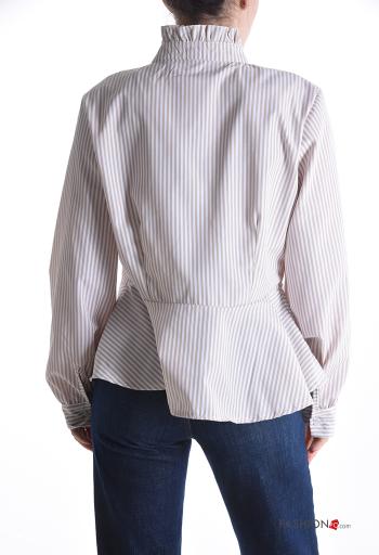 Camicia in Cotone Fantasia righe con bottoni con balze con fiocco - ph 2