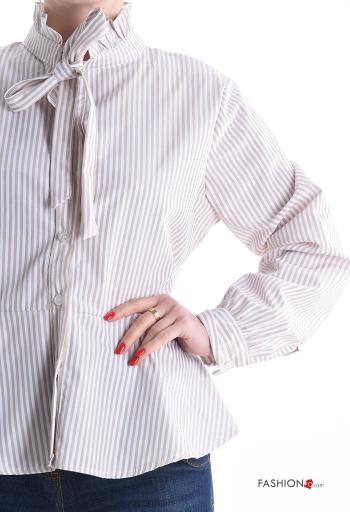 Camicia in Cotone Fantasia righe con bottoni con balze con fiocco - ph 4