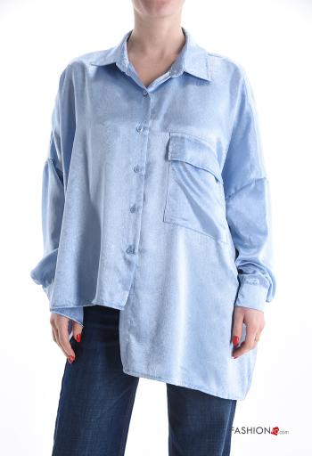 with collar asymmetrical long sleeve oversized Shirt with buttons