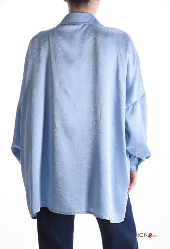 with collar asymmetrical long sleeve oversized Shirt with buttons - ph 2