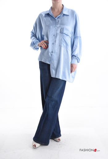 with collar asymmetrical long sleeve oversized Shirt with buttons - ph 5