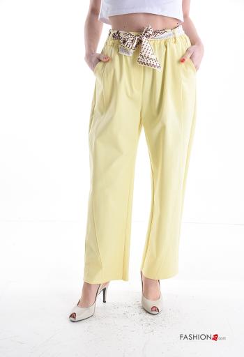 Pantalone in Cotone con elastico con tasche con cintura in stoffa