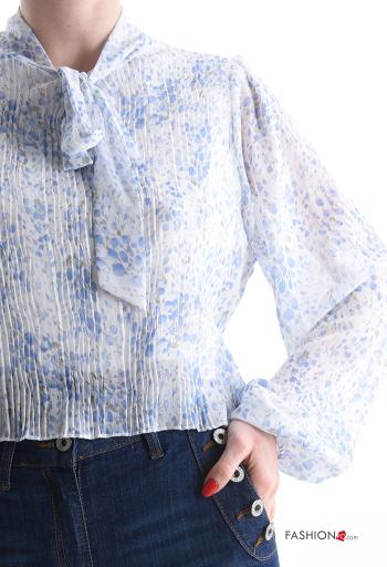 Chemise plissé à Imprimé Floral avec noeud - ph 4