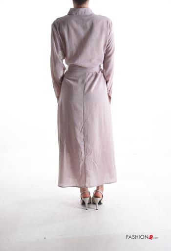Devoré Linen Dress with belt with buttons - ph 2