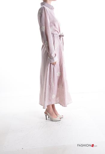 Devoré Linen Dress with belt with buttons - ph 3