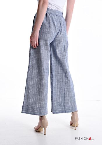 Pantalon en Lin wide leg Imprimé à rayures avec élastique avec ceinture écharpe - ph 2