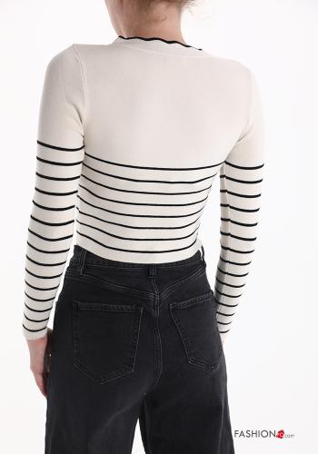 Maglione corto Fantasia righe scollo a V - ph 2