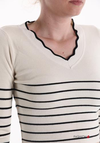 Maglione corto Fantasia righe scollo a V - ph 4