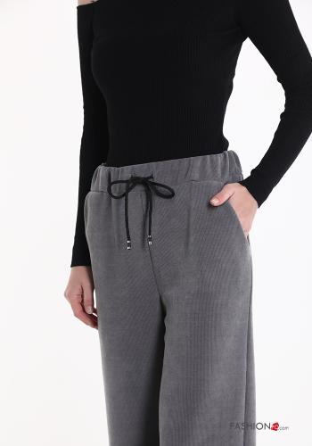 Pantalone in velluto costine con elastico con tasche con coulisse - ph 4
