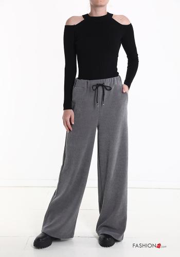 Pantalone in velluto costine con elastico con tasche con coulisse - ph 5