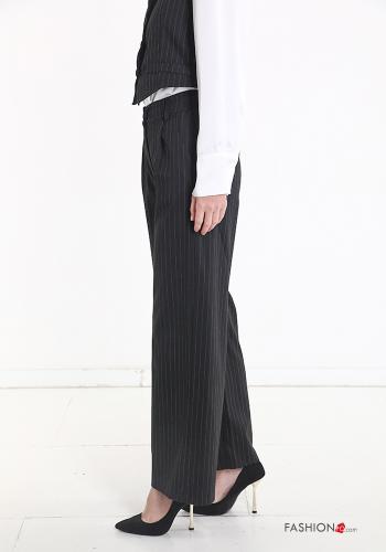 Calças wide leg às riscas com bolsos com elástico - ph 3