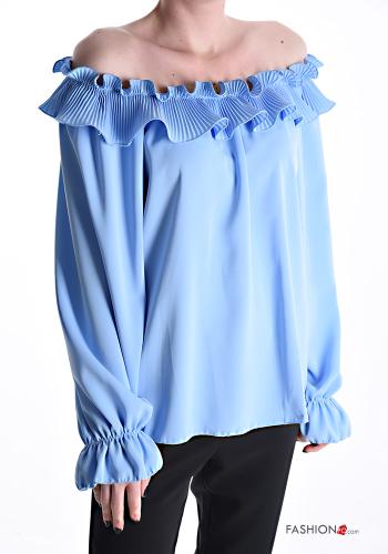 Shirt with flounces bardot neckline - ph 1