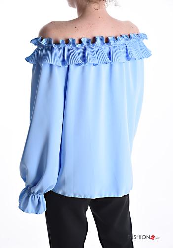 Shirt with flounces bardot neckline - ph 2