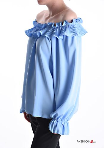 Shirt with flounces bardot neckline - ph 3