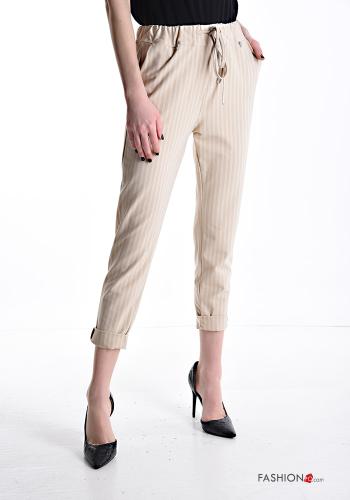 Striped Trousers with drawstring with elastic with pockets - ph 1