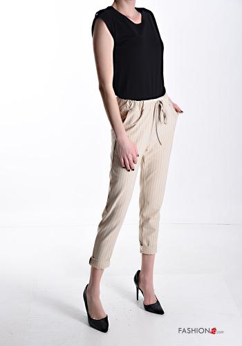 Striped Trousers with drawstring with elastic with pockets - ph 5