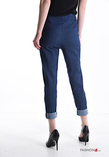 denim Cotton Trousers with drawstring with elastic with pockets - ph 2