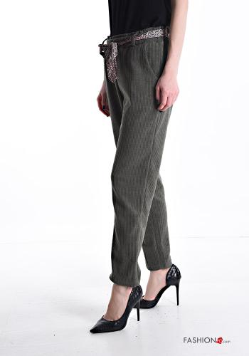 Ribbed Trousers with elastic with sash with pockets - ph 3
