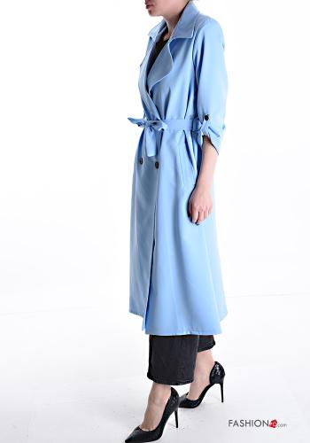double-breasted Trench Coat with belt 3/4 sleeve with pockets - ph 3