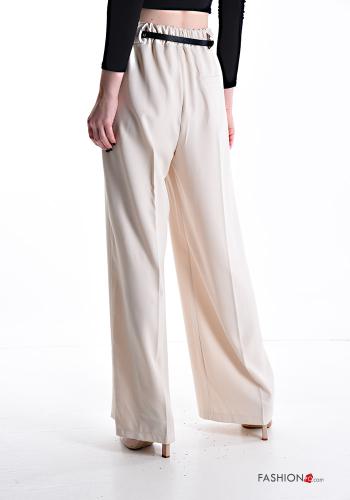 Pantalon taille haute wide leg avec poches avec élastique avec ceinture - ph 2