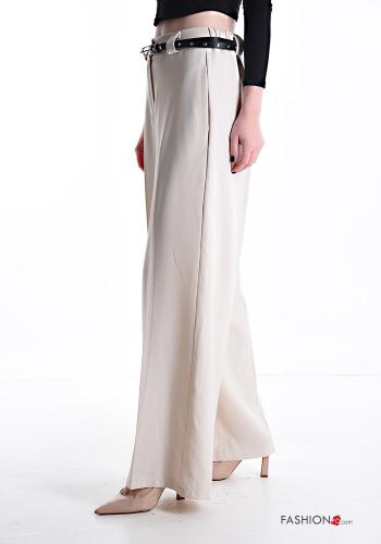 Pantalon taille haute wide leg avec poches avec élastique avec ceinture - ph 3