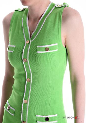 Ribbed sleeveless Dress with buttons with v-neck - ph 4