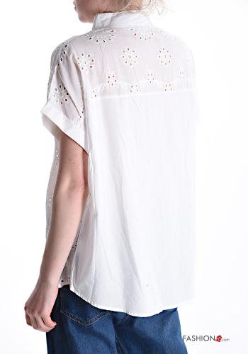 Chemise en Coton manches courtes à broderie à boutons - ph 2