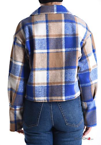 Tartan-Muster lange ärmel kurz Jacke mit Knöpfen ohne Futter - ph 2