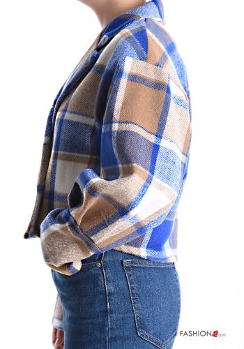 Tartan-Muster lange ärmel kurz Jacke mit Knöpfen ohne Futter - ph 3