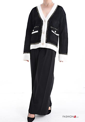 extra long sleeve Cardigan with buttons with v-neck with pockets - ph 5