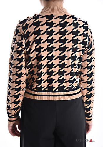 Houndstooth long sleeve crew neck mini Sweater - ph 2