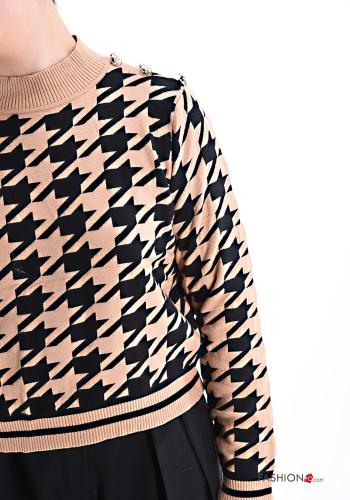 Houndstooth long sleeve crew neck mini Sweater - ph 4
