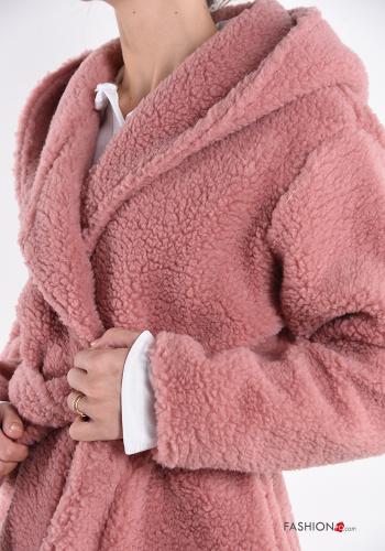 Cappotto Teddy Bear pelliccia sintetica con tasche con cintura con cappuccio - ph 4