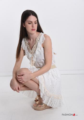 Dress in Cotton  lace with bow v-neck - ph 1