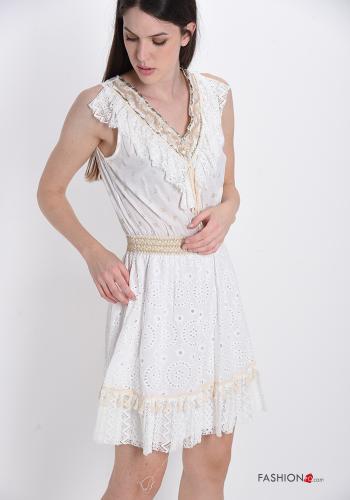 Dress in Cotton  lace with bow v-neck - ph 3