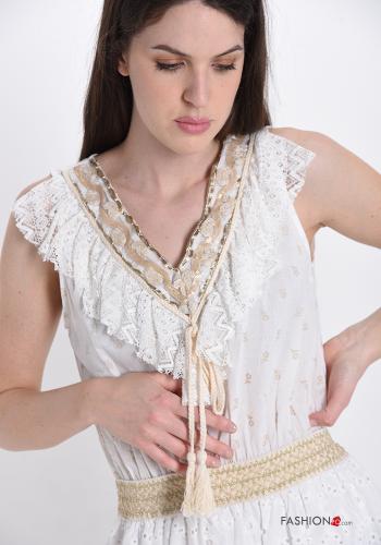 Dress in Cotton  lace with bow v-neck - ph 4