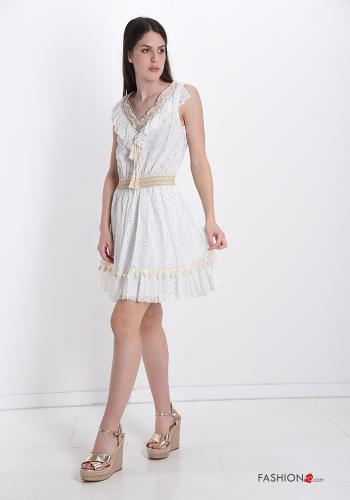 Dress in Cotton  lace with bow v-neck - ph 5