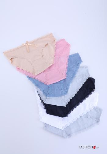 lace trim Cotton Briefs with bow - ph 1
