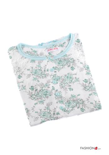 Ensemble de 15 pièces Chemise de nuit en Coton à Imprimé Floral à boutons