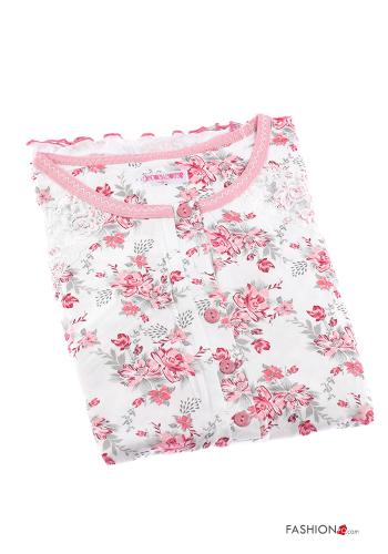 Set 15 pezzi Camicia da notte in Cotone Fantasia floreale con bottoni - ph 7