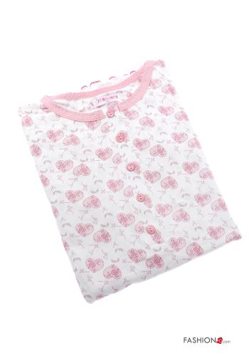 Set 15 pezzi Camicia da notte in Cotone Fantasia cuore con bottoni - ph 1