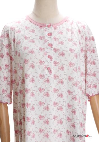 Set 15 pezzi Camicia da notte in Cotone Fantasia cuore con bottoni - ph 5