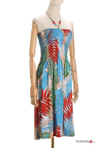 Leaf print sleeveless long Dress with elastic - ph 2