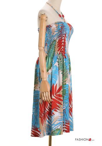 Leaf print sleeveless long Dress with elastic - ph 4