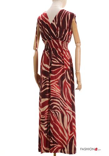 Animal print long Sleeveless Dress with v-neck with elastic - ph 2